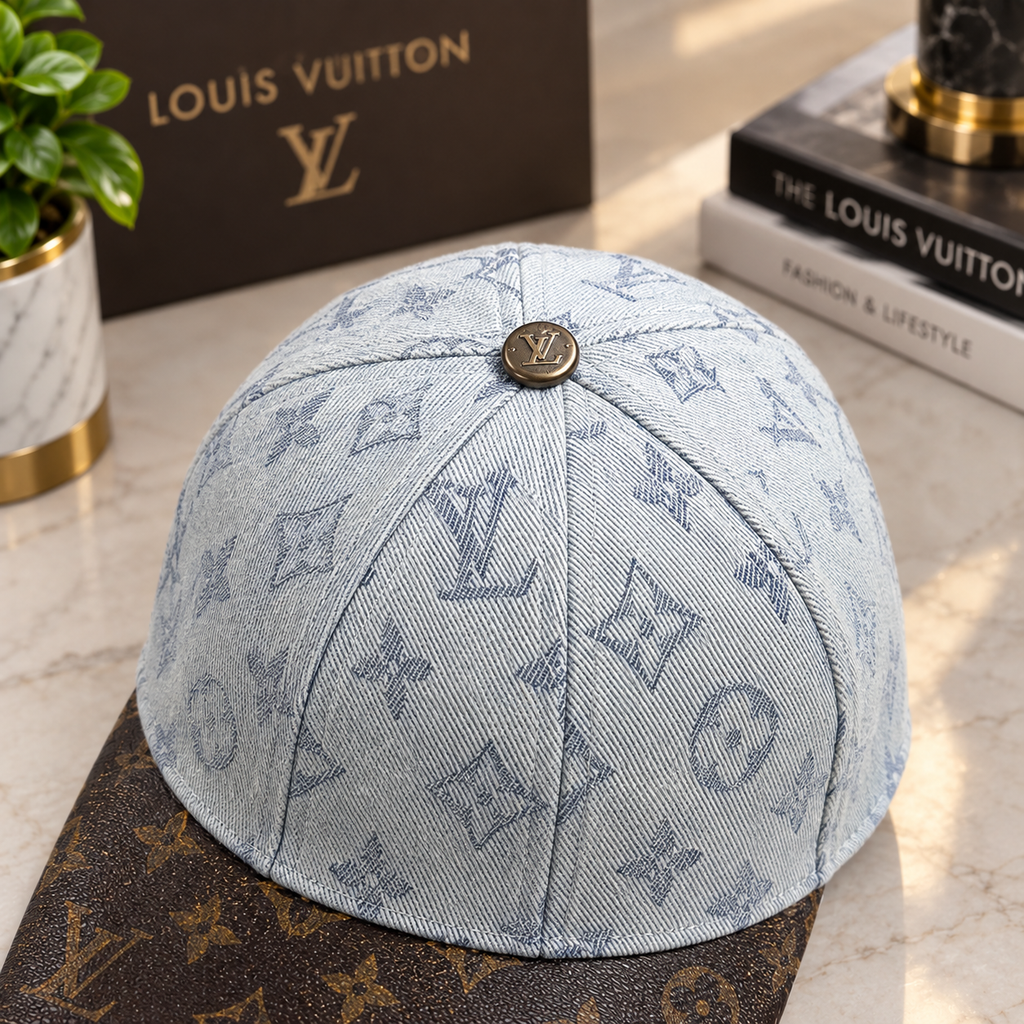 Luxury Two-Tone Monogram Baseball Cap – Blue & Brown Designer Style | Best Buyers Shop