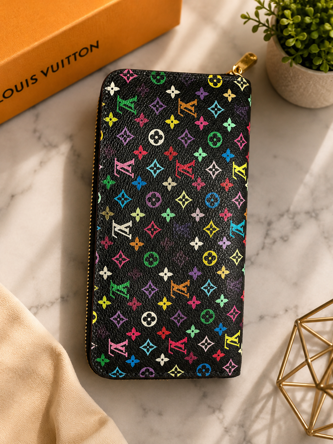 Louis Vuitton Zippy Long Wallet Monogram Multicolor Noir
