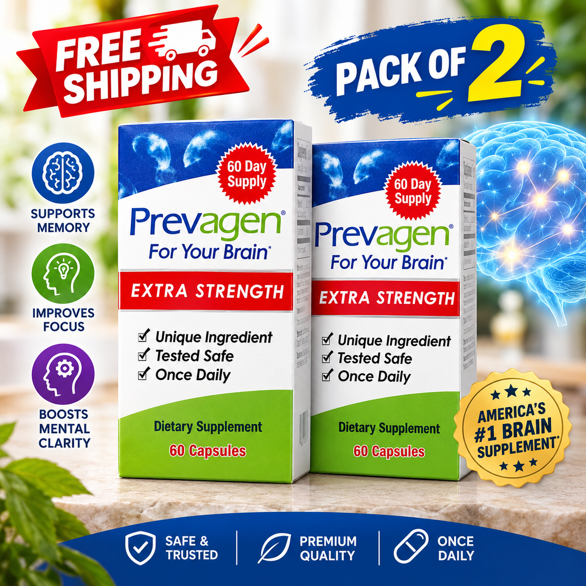 Prevagen Extra Strength Brain Health Supplement – 60 Capsules| Best Buyers Shop