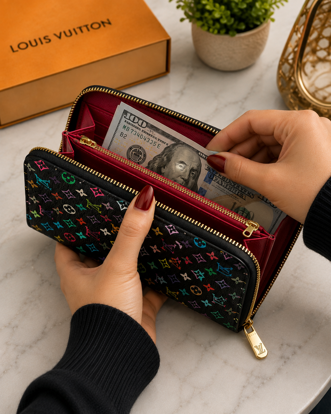 Louis Vuitton Zippy Long Wallet Monogram Multicolor Noir