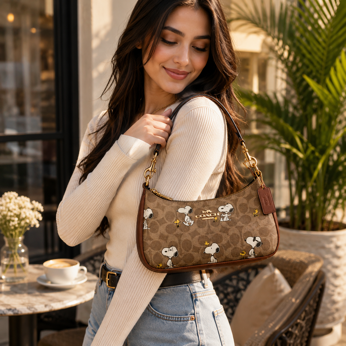 COACH x Peanuts Snoopy Teri Shoulder Bag CBJ88 – Tan Brown