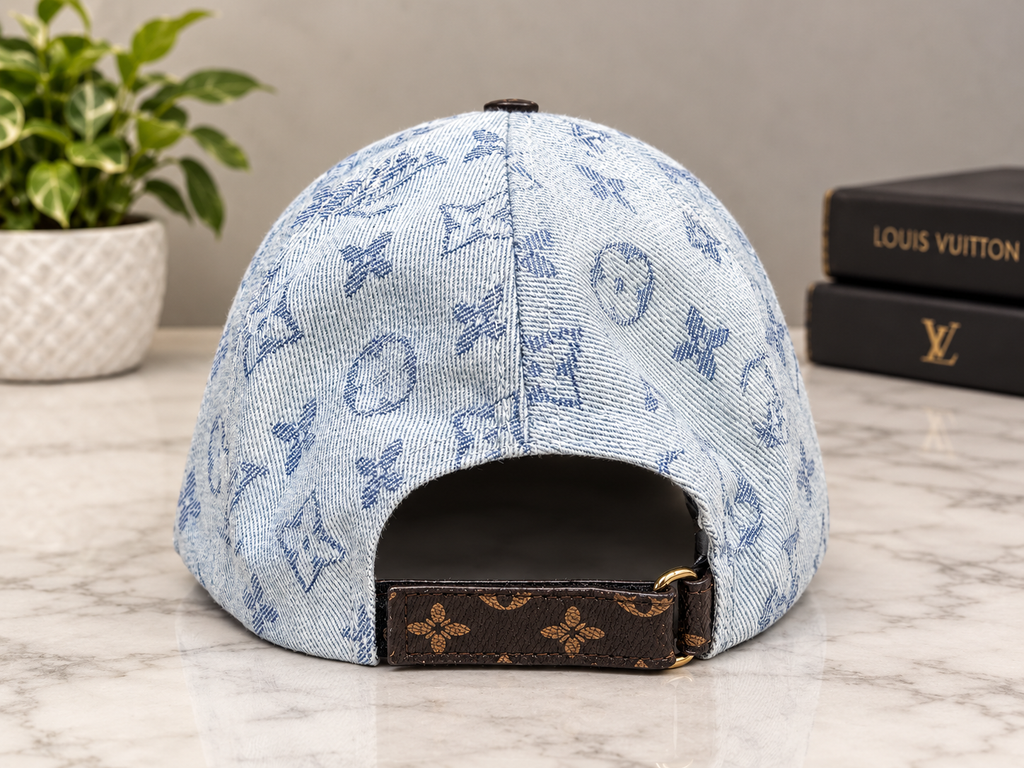 Luxury Two-Tone Monogram Baseball Cap – Blue & Brown Designer Style | Best Buyers Shop