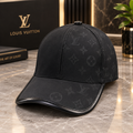 Louis Vuitton Black Leather Monogram Baseball Cap