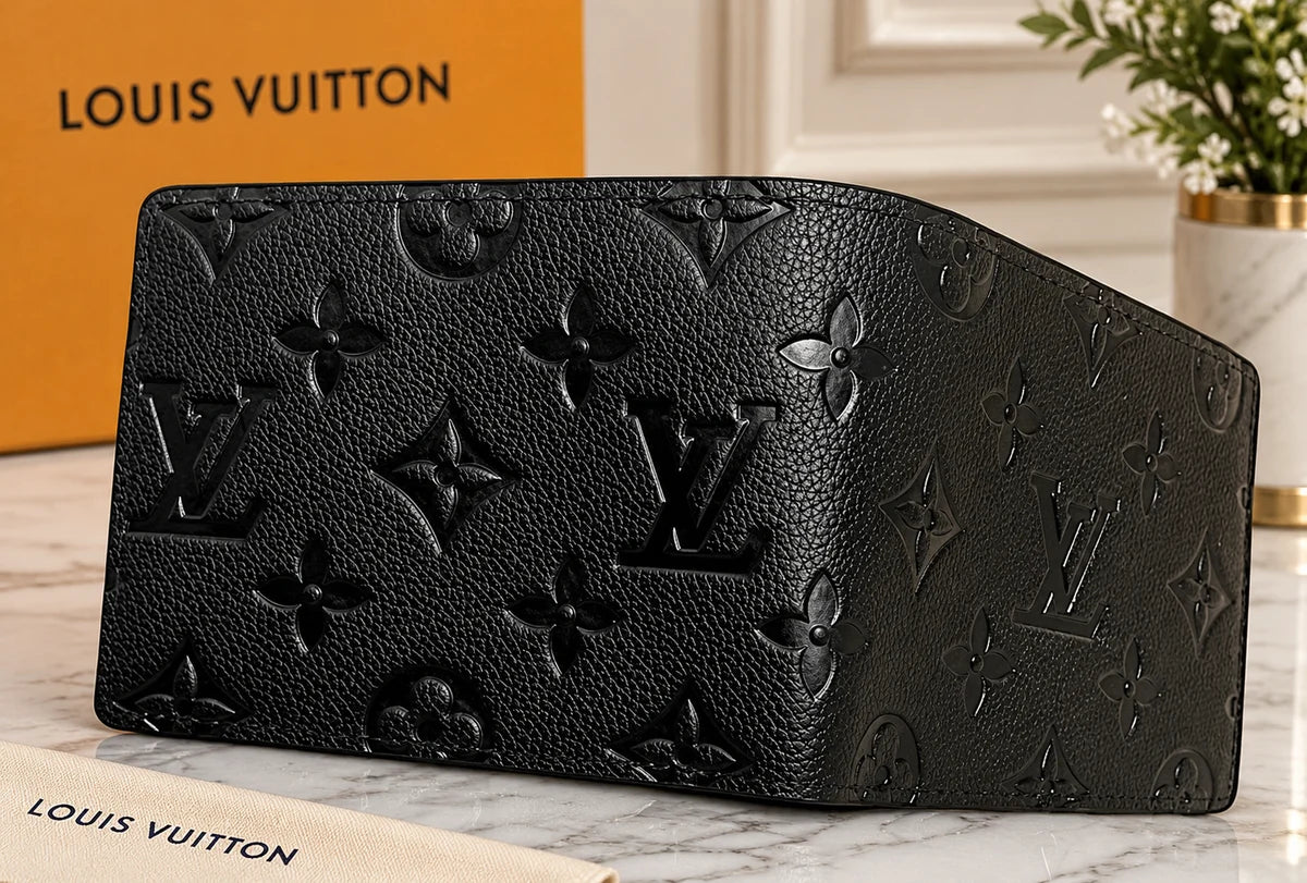 Louis Vuitton Black Monogram Embossed Bifold Men's Wallet – Designer Folding Wallet