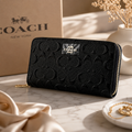 COACH Long Zip Around Wallet – Black Signature Leather