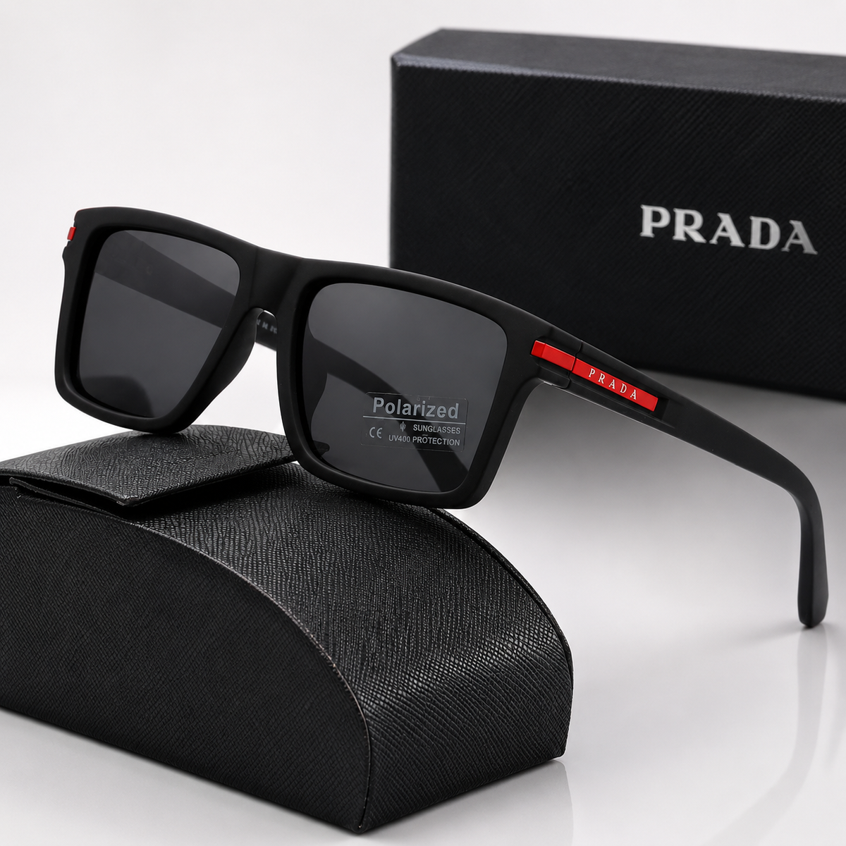 Prada Black Men’s Sunglasses with Protective Case – Stylish Designer Eyewear | Best Buyers Shop