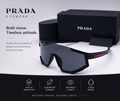 Prada Men’s Shield Sunglasses Black Plastic Frame with Gray Tinted Lenses | Best Buyers Shop