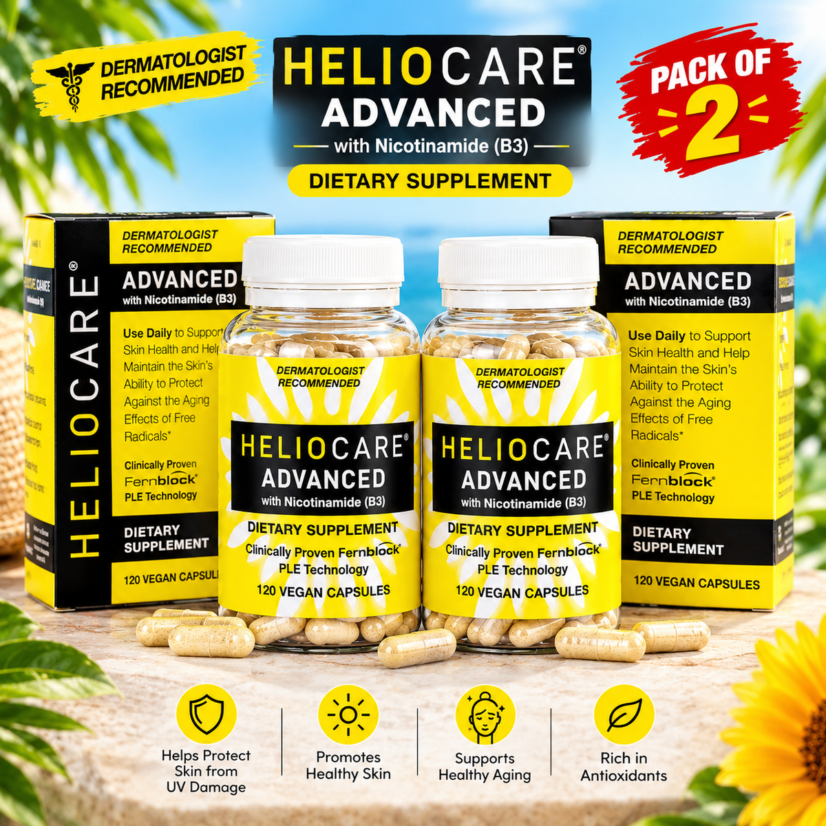 Heliocare Advanced with Nicotinamide Antioxidant Supplement – 120 Capsules | Best Buyers Shop