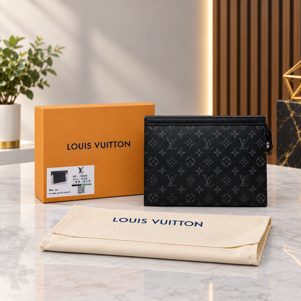 Louis Vuitton Pochette Voyage MM Monogram Clutch Bag for Men – Zip Pouch