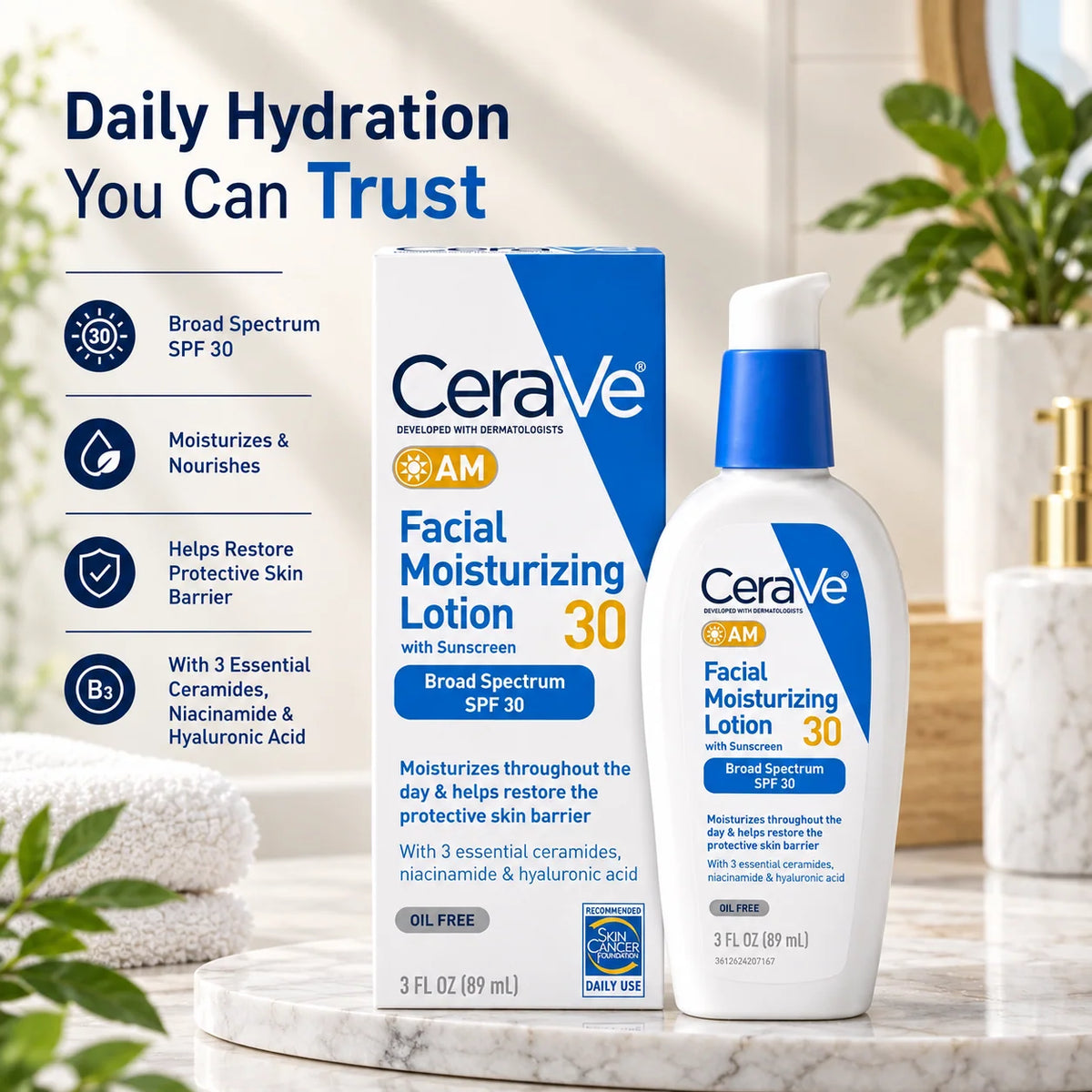CeraVe AM Facial Moisturizing Lotion SPF 30 3 oz | Best Buyers Shop