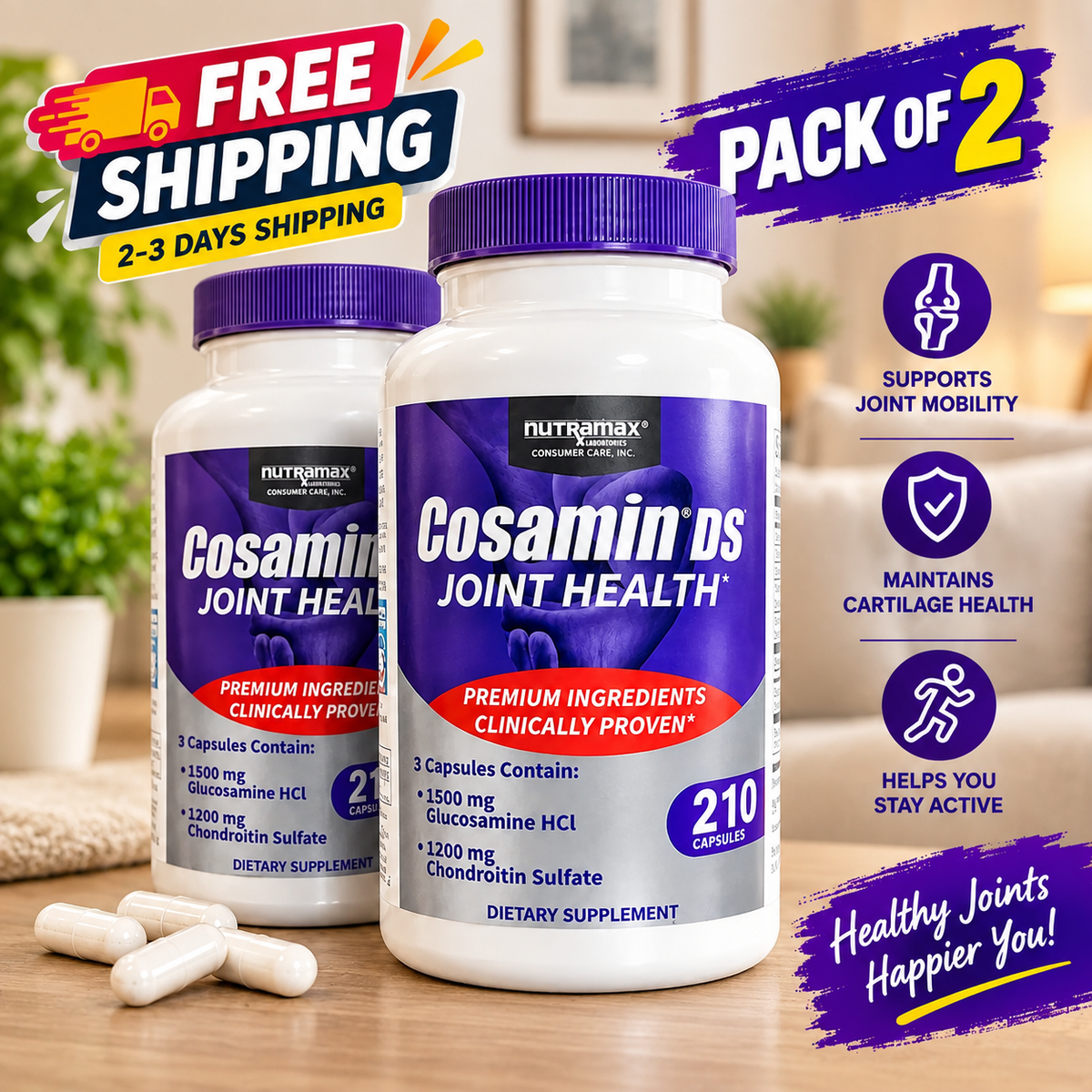 Cosamine DS Glucosamine & Chondroitin Joint Health Supplement, 210 Capsules | Best Buyers Shop