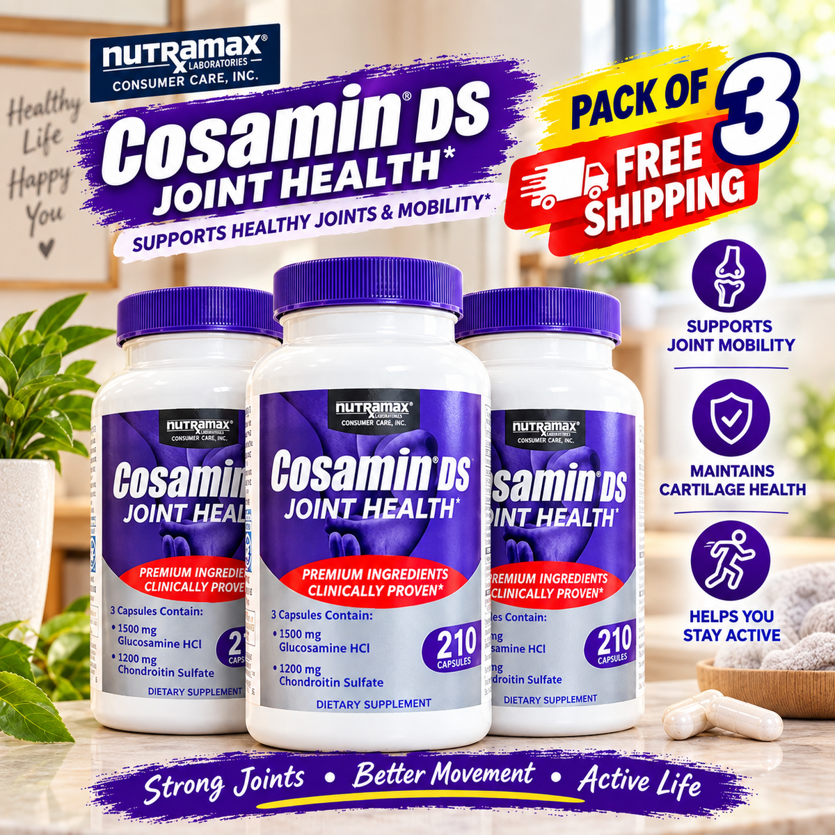 Cosamine DS Glucosamine & Chondroitin Joint Health Supplement, 210 Capsules | Best Buyers Shop