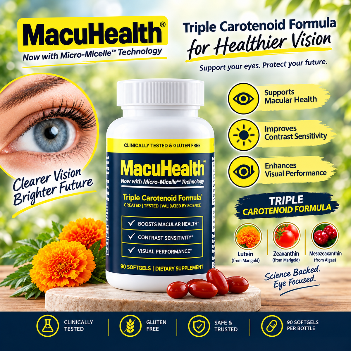 Triple Carotenoid Eye Health Supplement – Lutein 10mg & Meso-Zeaxanthin 10mg | Best Buyers Shop