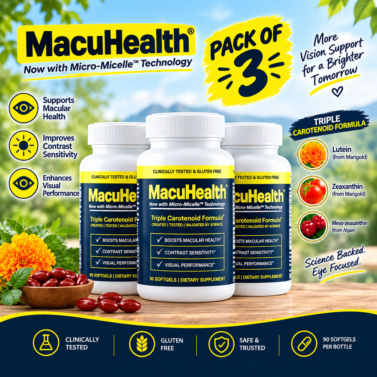 Triple Carotenoid Eye Health Supplement – Lutein 10mg & Meso-Zeaxanthin 10mg | Best Buyers Shop