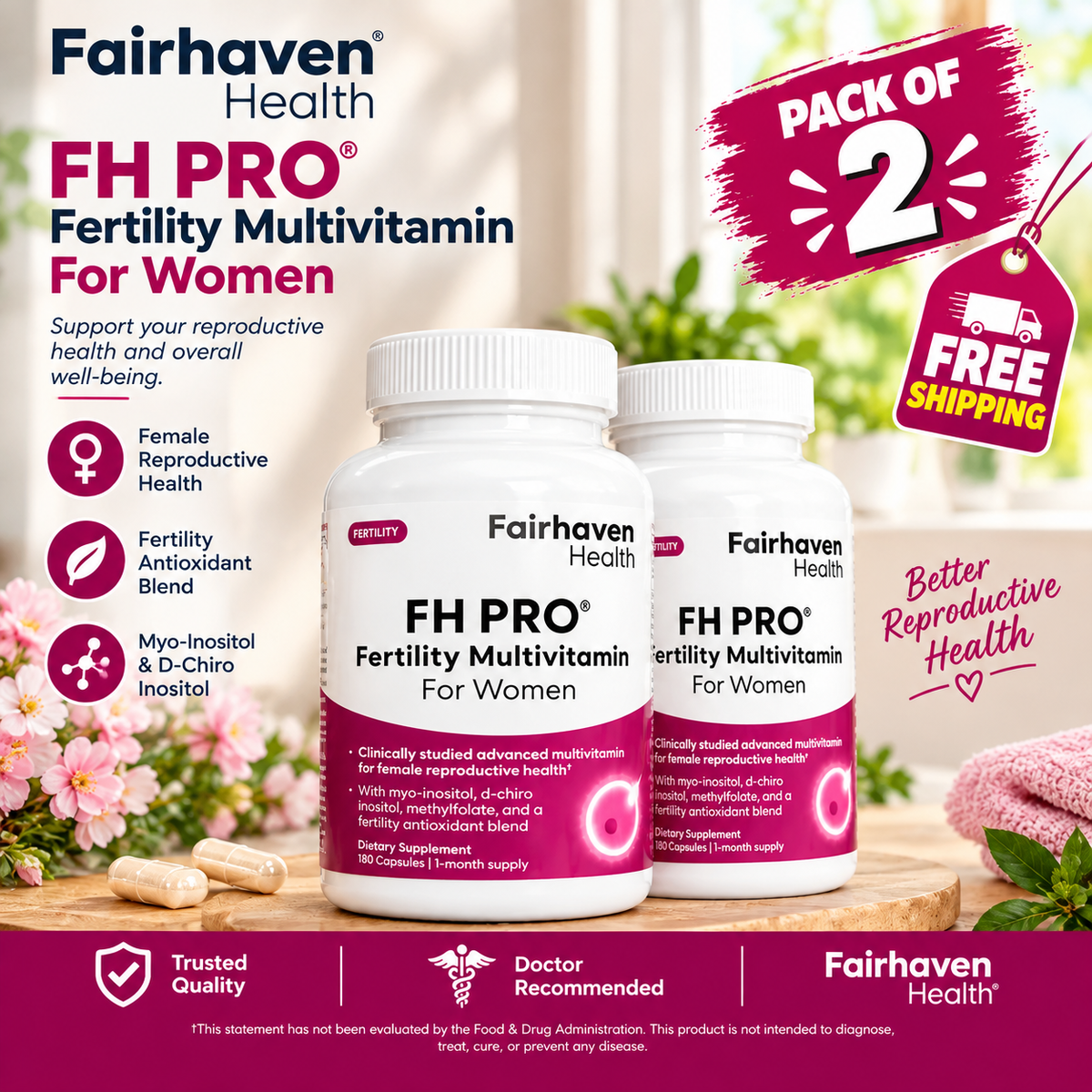 Fairhaven Health FH Pro for Women – Fertility Multivitamin 180 Capsules