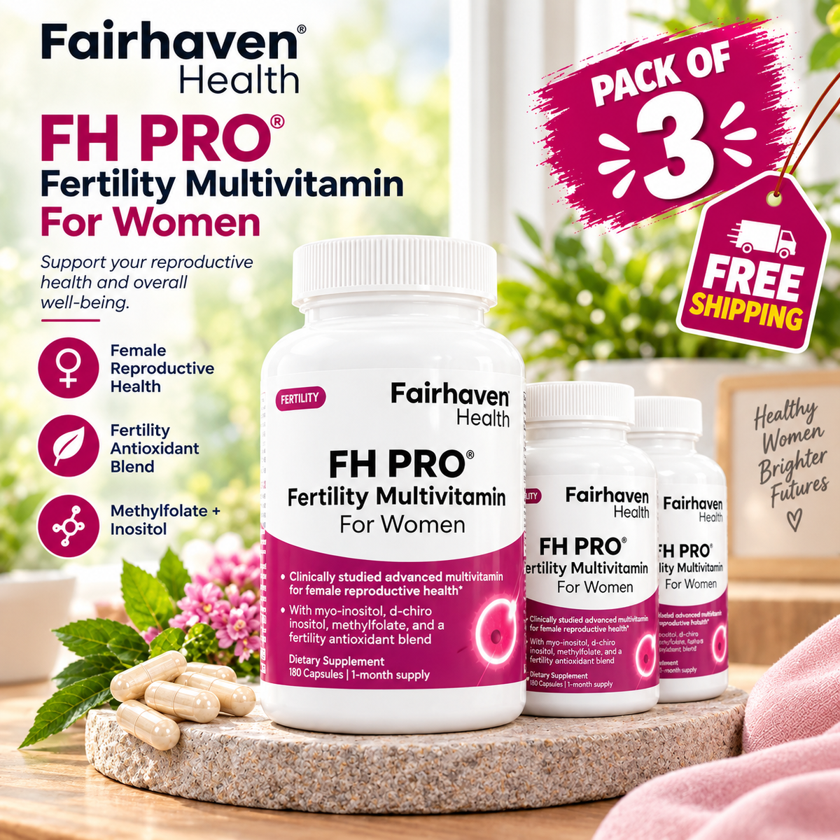 Fairhaven Health FH Pro for Women – Fertility Multivitamin 180 Capsules