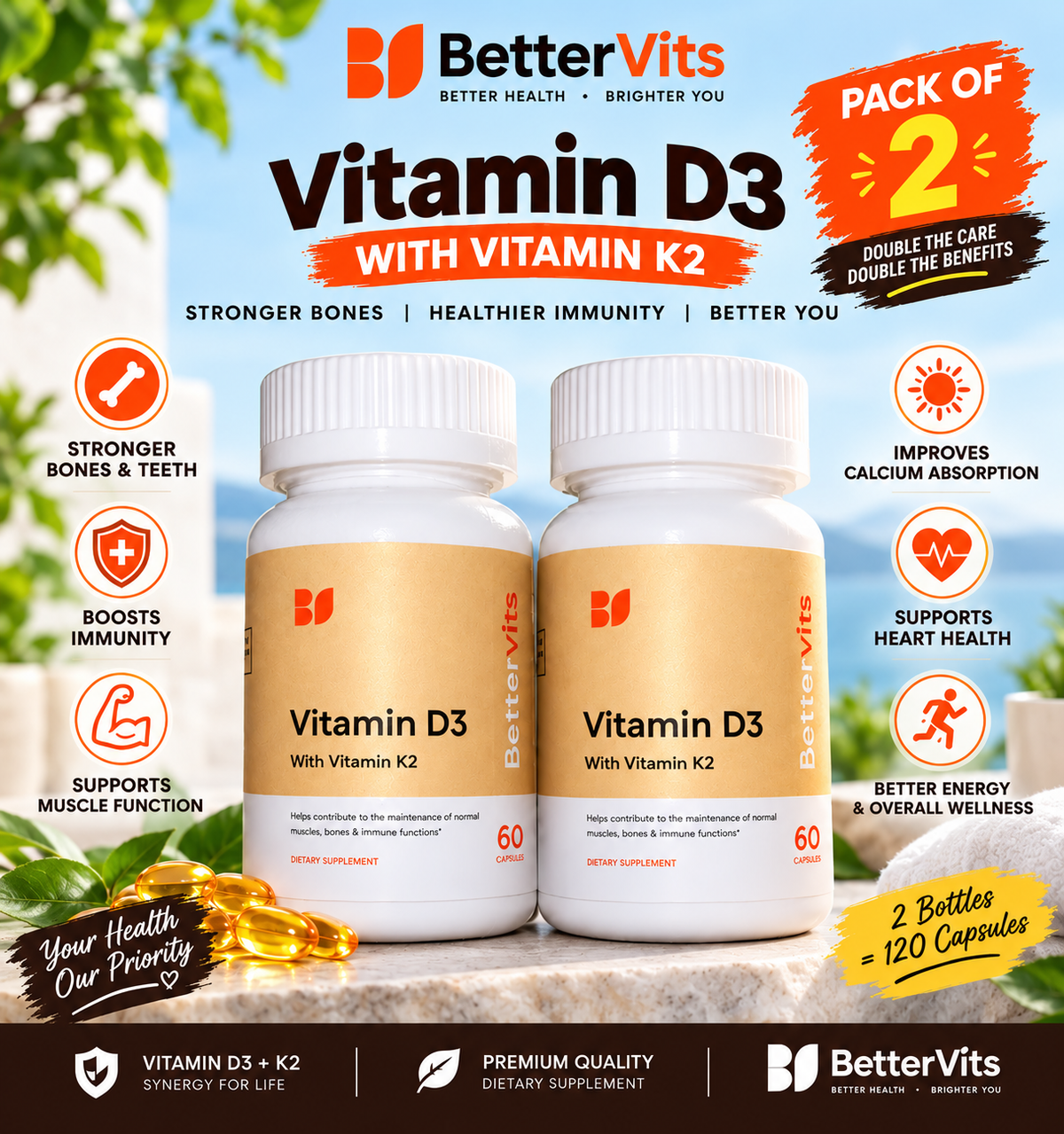 Bettervits Vitamin D3 and K2