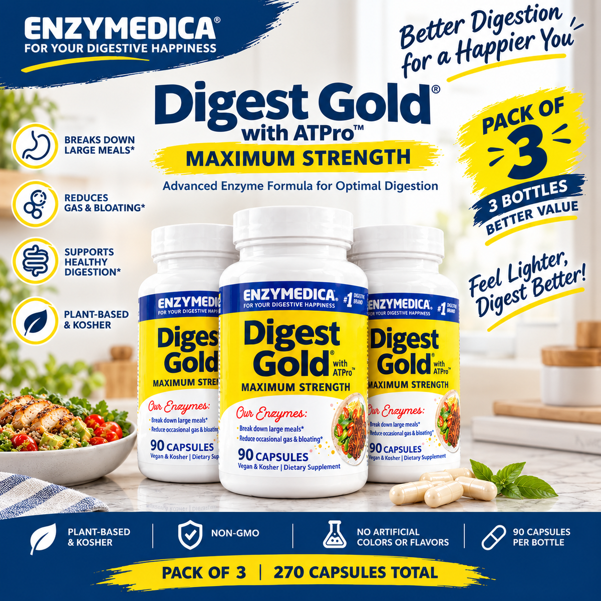 Enzymedica Digest Gold Digestive Enzymes with ATPro