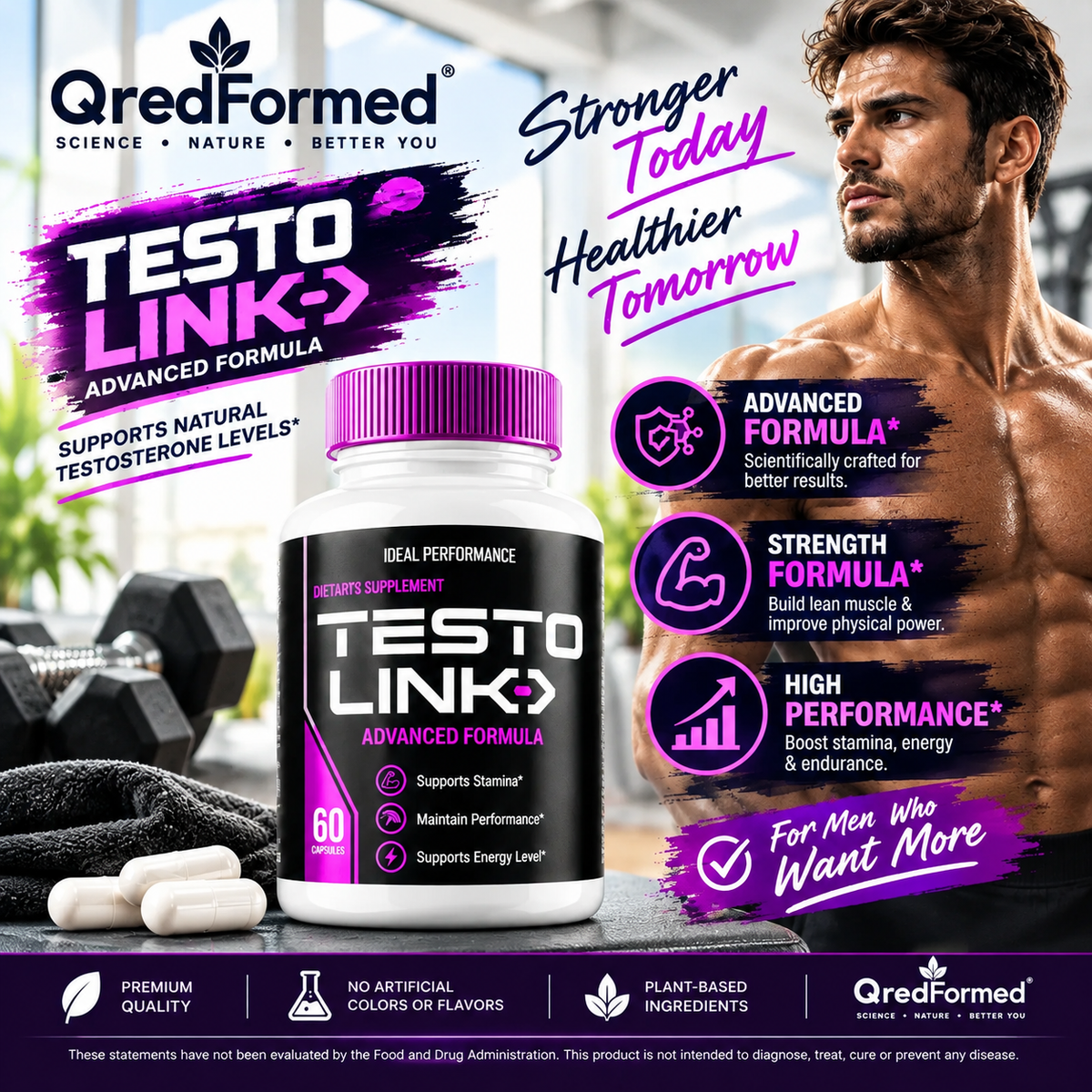 TestoLink 60 Capsules Dietary Supplement Herbal Vitamin Mineral Formula