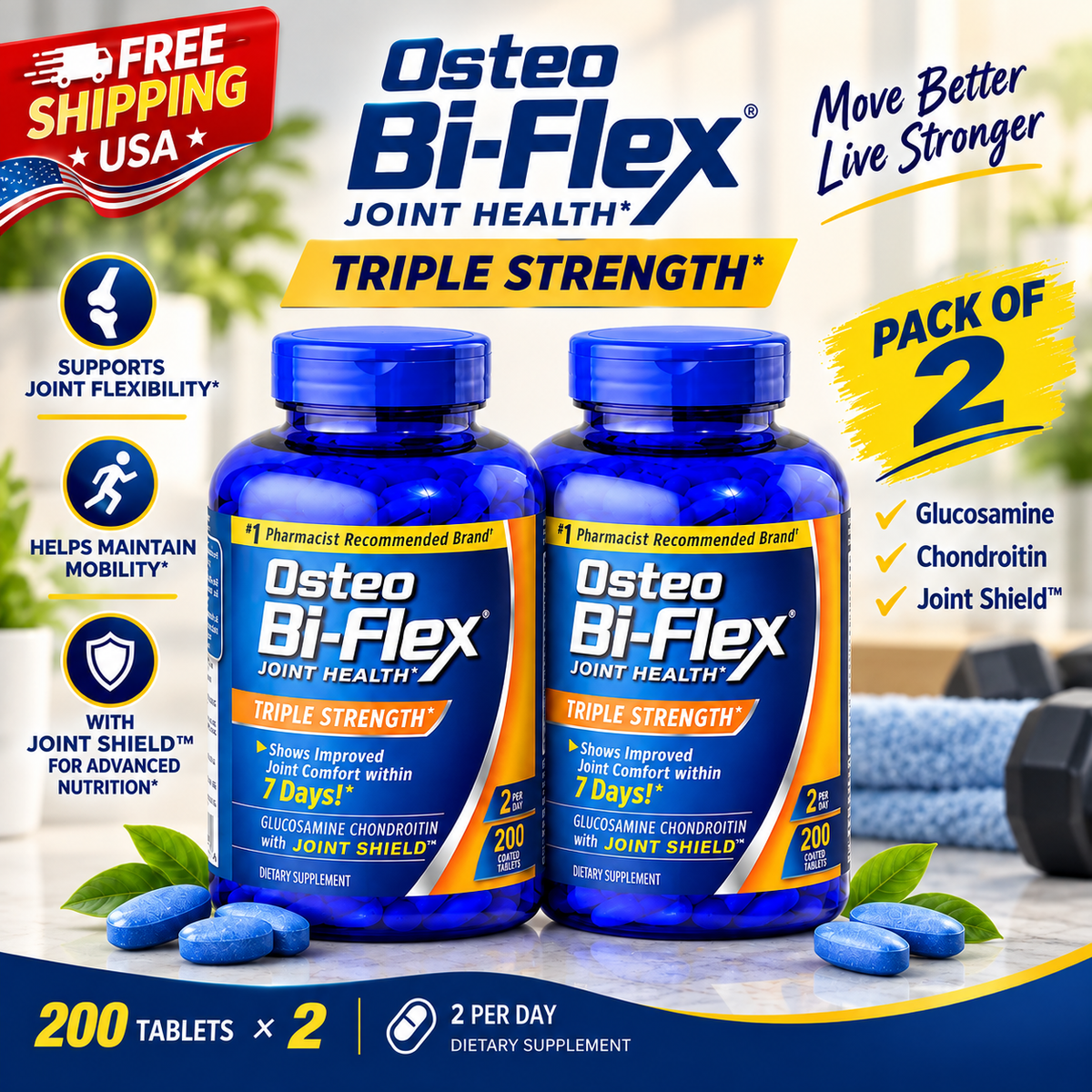 Osteo Bi-Flex Triple Strength Joint Health Supplement 200 Tablets
