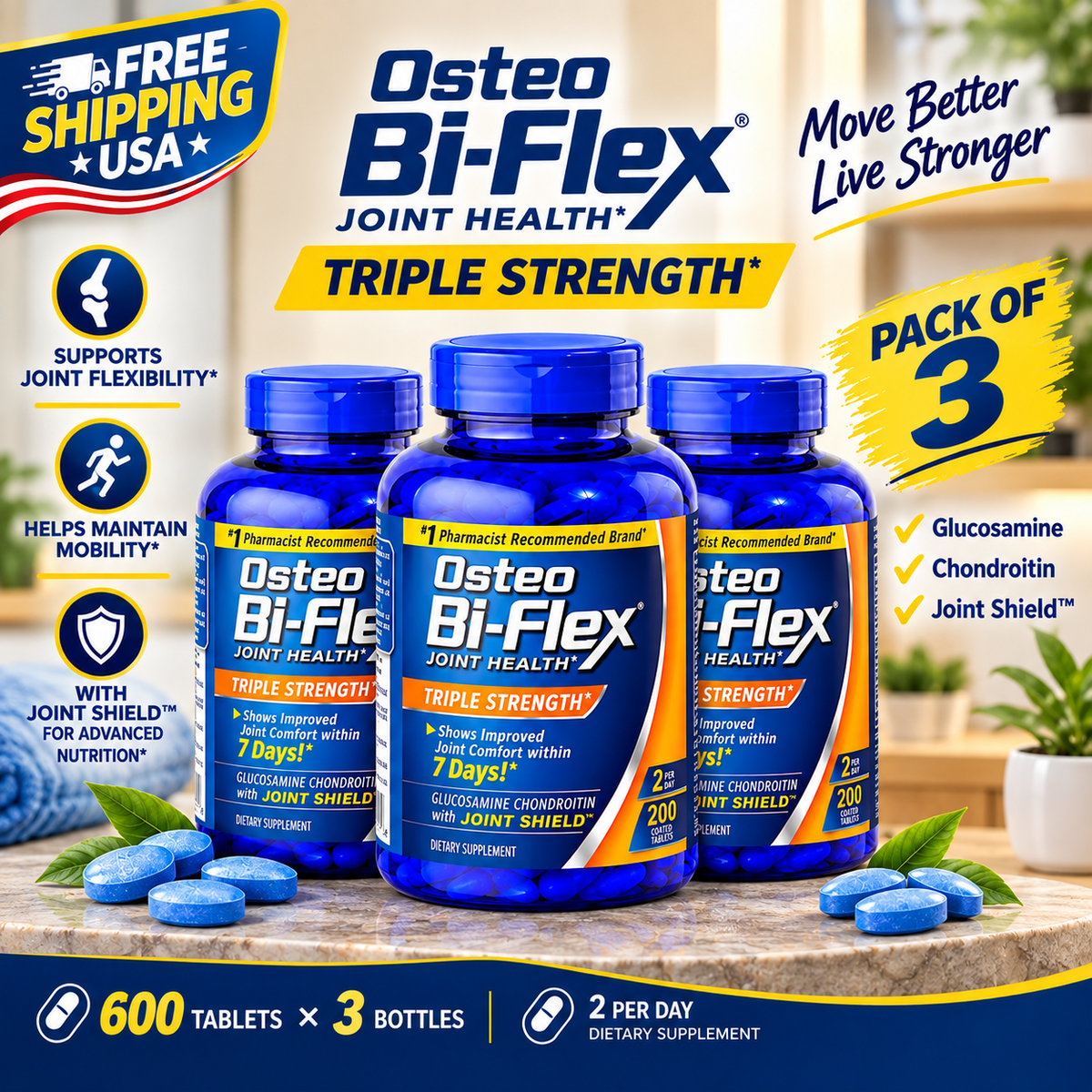 Osteo Bi-Flex Triple Strength Joint Health Supplement 200 Tablets