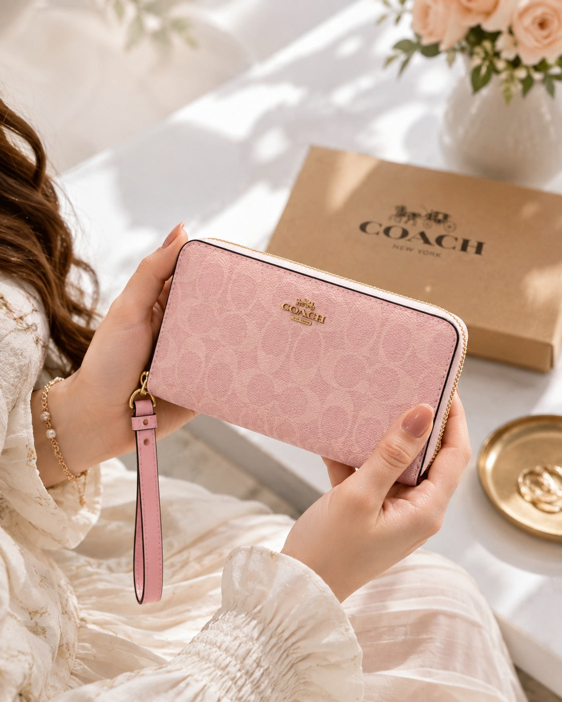 Coach Long Zip Around Wallet Signature Canvas with Box | Best Buyers Shop