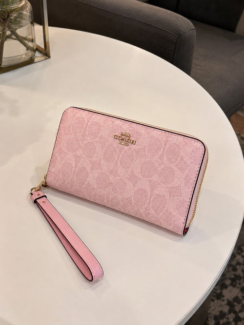 Coach Long Zip Around Wallet Signature Canvas with Box | Best Buyers Shop