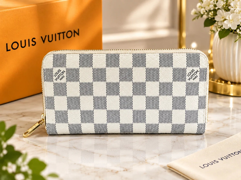 Louis Vuitton Damier Azur Zippy Long Wallet N60019 – White &amp; Blue Canvas