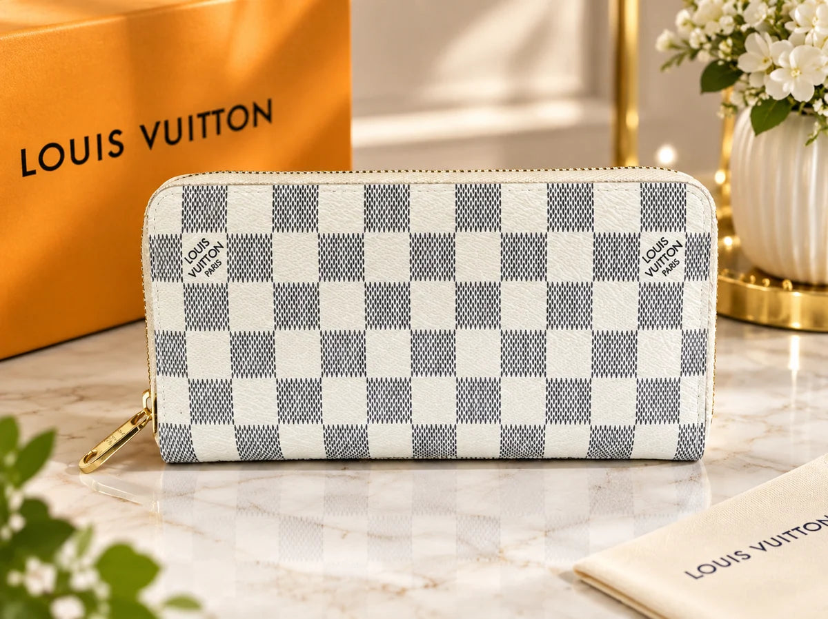 Louis Vuitton Damier Azur Zippy Long Wallet N60019 – White &amp; Blue Canvas