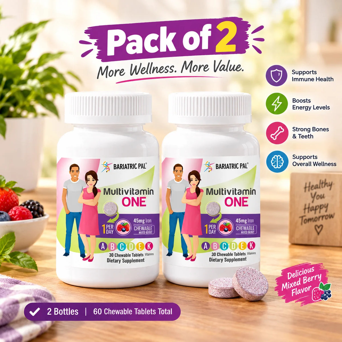 BARIATRICPAL ONE – 1-Per-Day Chewable with 45mg Iron