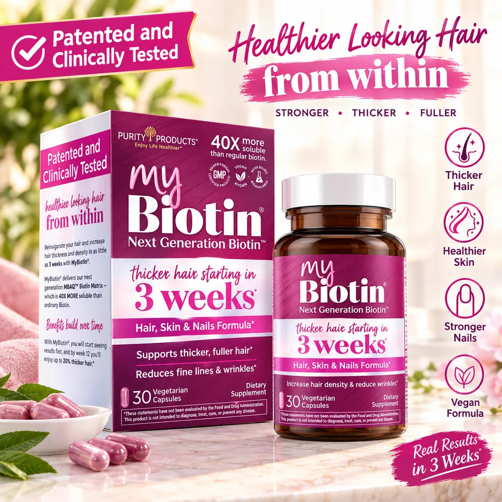 Purity Products MyBiotin Hair, Skin &amp; Nails – 30 Vegetarian Capsules