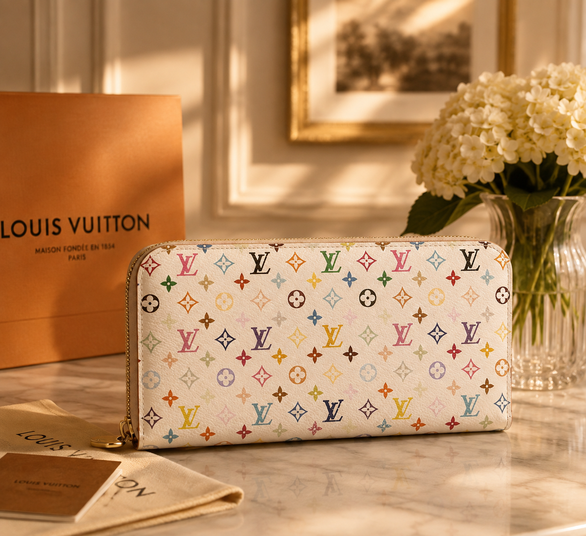 Louis Vuitton x Murakami Zippy Wallet Multicolor Monogram M13922