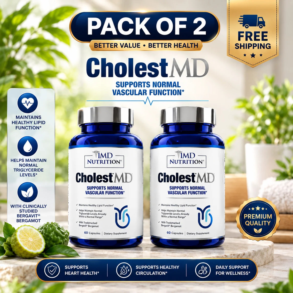 CholestMD Cholesterol &amp; Heart Health Support – 60 Capsules