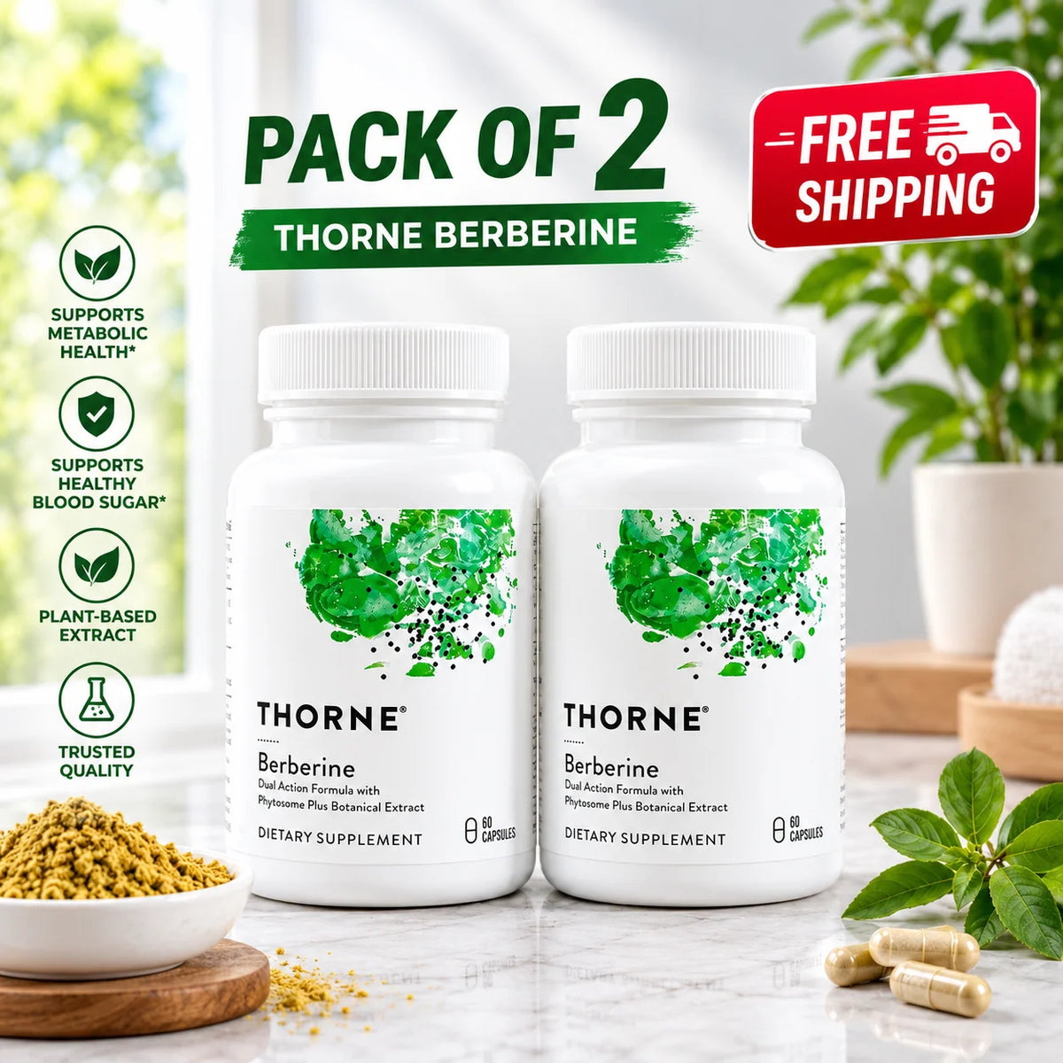 Thorne Berberine Supplement – Dual Action Phytosome &amp; Botanical Extract, 60 Capsules