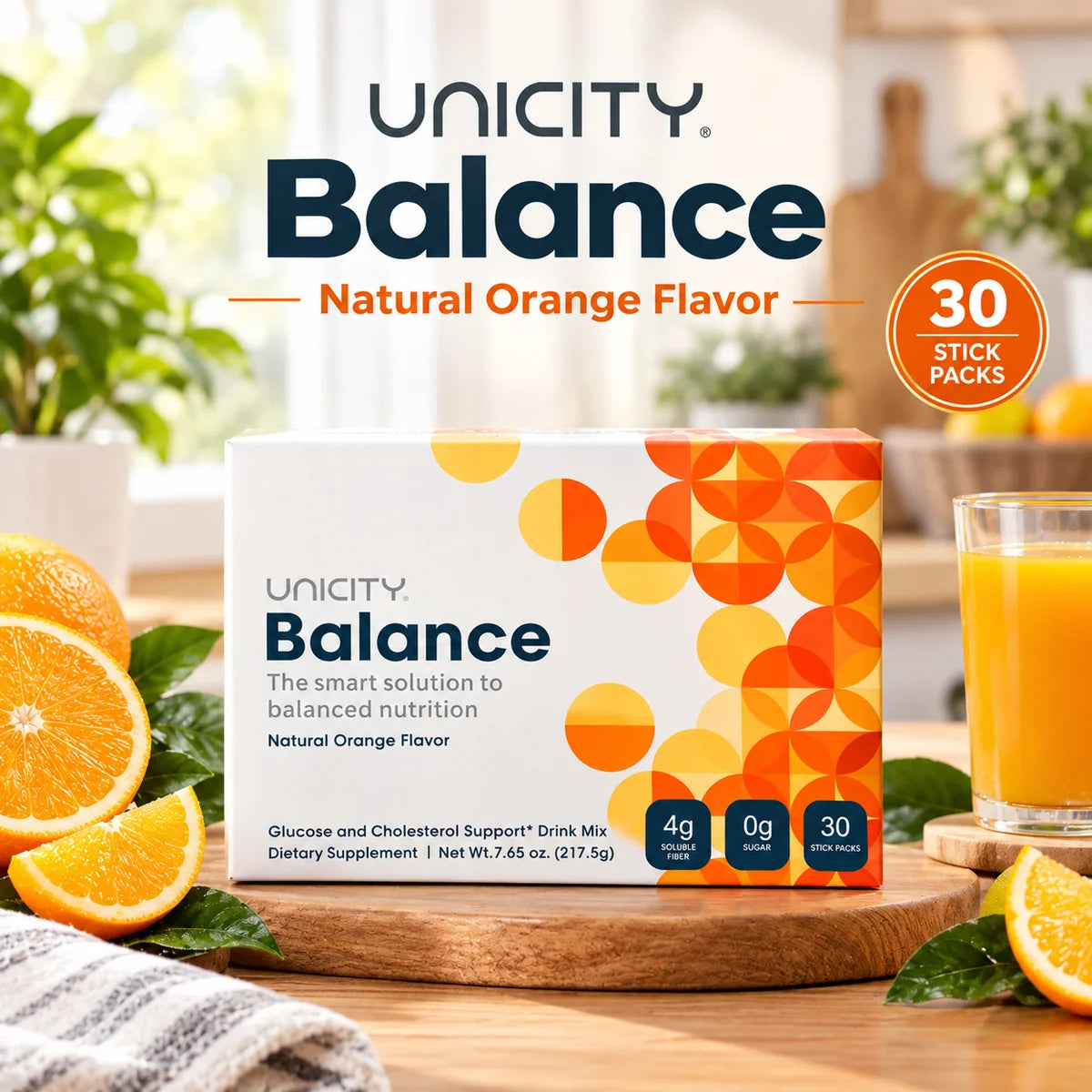  UNICITY Balance Natural Orange – 30 Stick Packs | Fiber Supplement